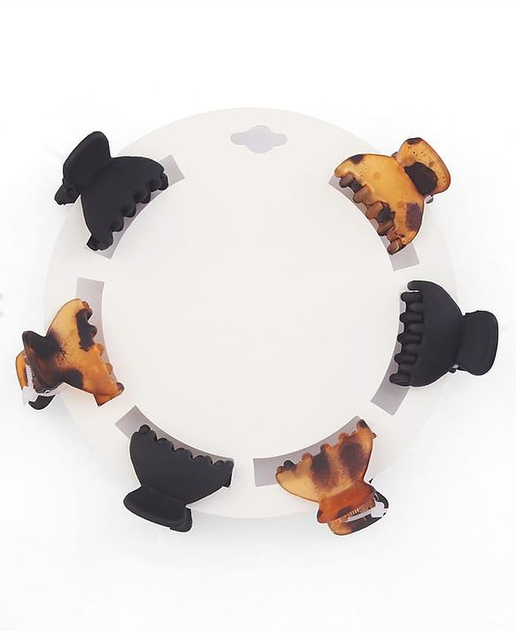 Babyhug Solid Hair Claw Clip Free Size Brown & Black - Pack of 6