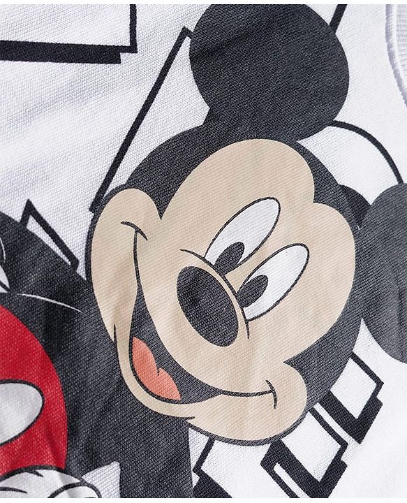 Babyhug Disney Terry Knit Drop Shoulder Full Sleeves Oversized Sweatshirt With Mickey Mouse Graphics - White
