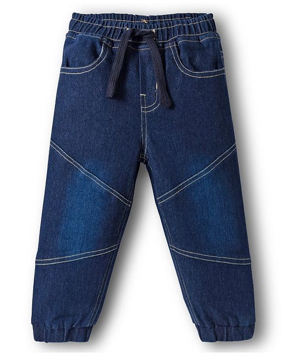 Babyhug Knit Premium Light Gauge Terry FUll Sleeves T-Shirt & Denim Jeans Set with Number Graphic - Orange & Blue