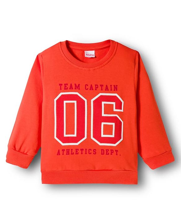 Babyhug Knit Premium Light Gauge Terry FUll Sleeves T-Shirt & Denim Jeans Set with Number Graphic - Orange & Blue