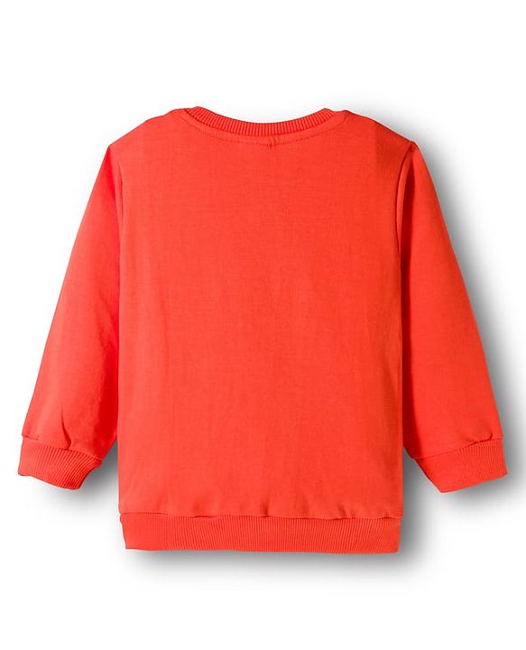 Babyhug Knit Premium Light Gauge Terry FUll Sleeves T-Shirt & Denim Jeans Set with Number Graphic - Orange & Blue