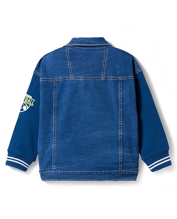 Babyhug Full Sleeves Denim Jacket with Detachable Hood - Blue