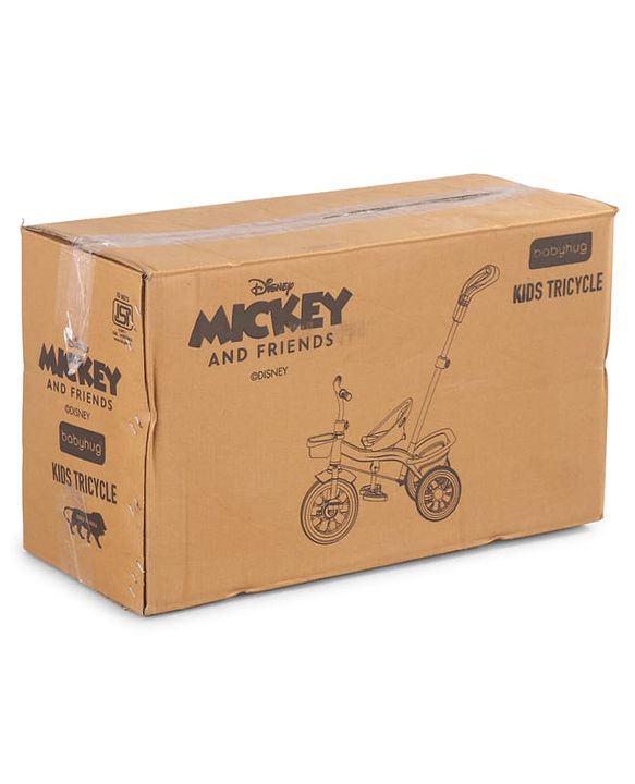 Babyhug Disney Mickey Kids Tricycle with Parental Push Handle- Red & Black| Antislip Pedals| Puncture Proof Wheels| Easy Assembling| Foldable Footrest| Toy for 2 to 5 year| Gifting Option