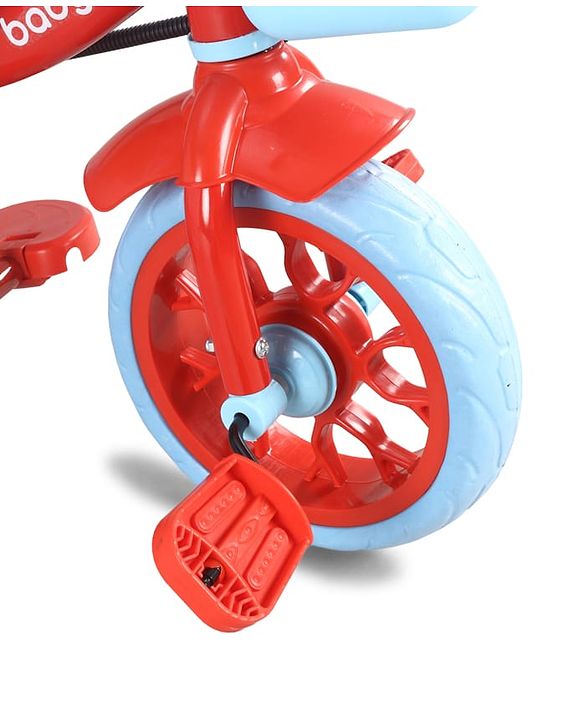Babyhug Disney Mickey Kids Tricycle with Parental Push Handle- Red & Black| Antislip Pedals| Puncture Proof Wheels| Easy Assembling| Foldable Footrest| Toy for 2 to 5 year| Gifting Option