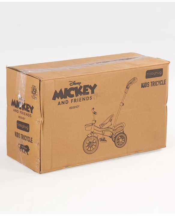 Babyhug Disney Mickey Kids Tricycle with Parental Push Handle- Red & Black| Antislip Pedals| Puncture Proof Wheels| Easy Assembling| Foldable Footrest| Toy for 2 to 5 year| Gifting Option