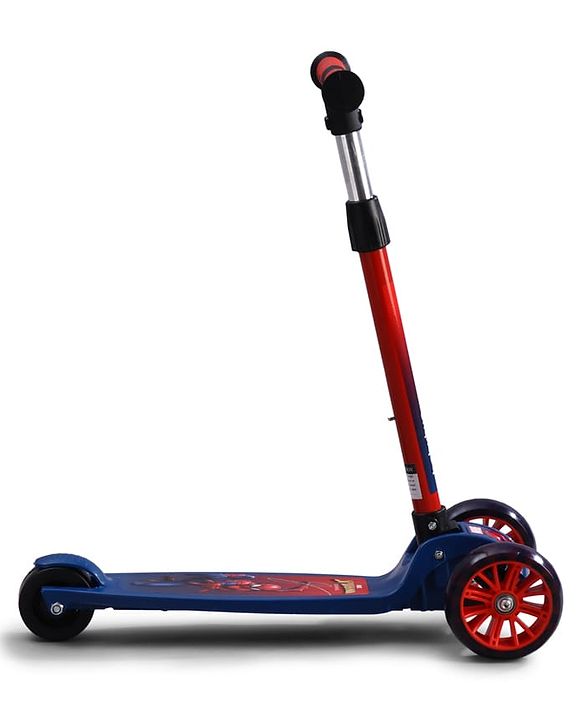 Babyhug Marvel Spider Man Kids 3 Wheel Scooter with Attractive Led Wheels|Compact Fold| Lean-to-Steer| Gifting Option| Physical Activity - Red & Blue