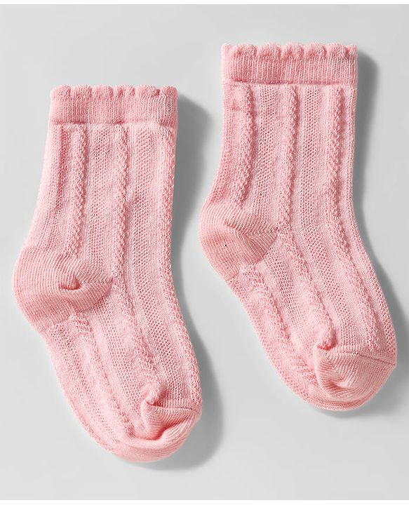 Cute Walk by Babyhug Knit Ankle Length Anti Bacterial Socks with Cable Knit Design Pack of 3 - Dark Pink White & Pink
