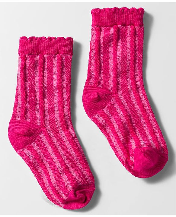 Cute Walk by Babyhug Knit Ankle Length Anti Bacterial Socks with Cable Knit Design Pack of 3 - Dark Pink White & Pink
