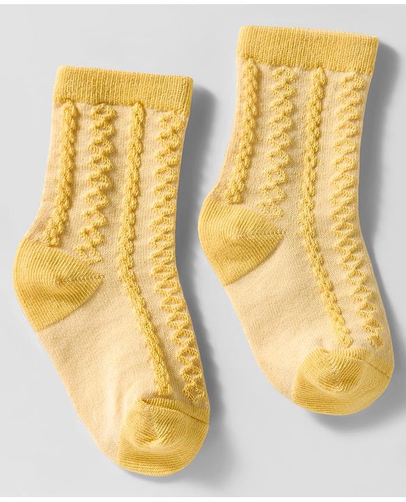 Cute Walk by Babyhug Knit Ankle Length Anti Bacterial Socks with Cable Knit Design Pack of 3 - Yellow Pink & Purple