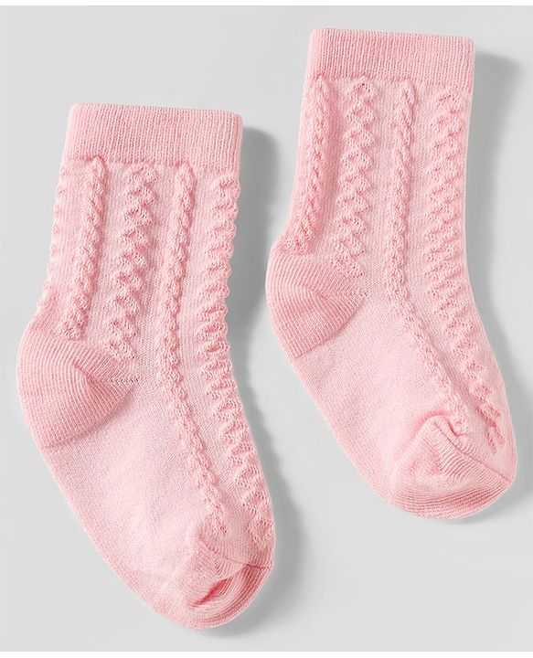 Cute Walk by Babyhug Knit Ankle Length Anti Bacterial Socks with Cable Knit Design Pack of 3 - Yellow Pink & Purple
