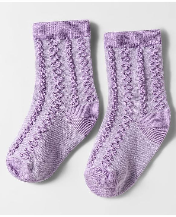 Cute Walk by Babyhug Knit Ankle Length Anti Bacterial Socks with Cable Knit Design Pack of 3 - Yellow Pink & Purple