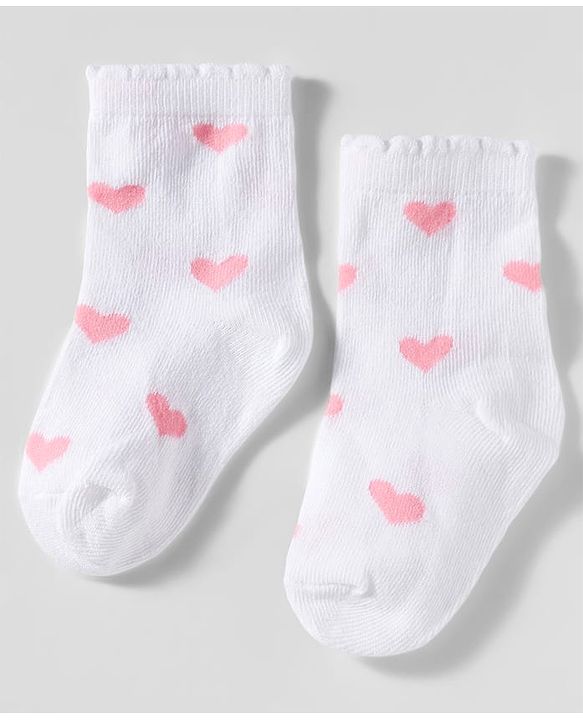 Cute Walk by Babyhug Knit Ankle Length Anti Bacterial Socks with Heart Design & Stripes Pack of 3 - Dark Pink White & Pink