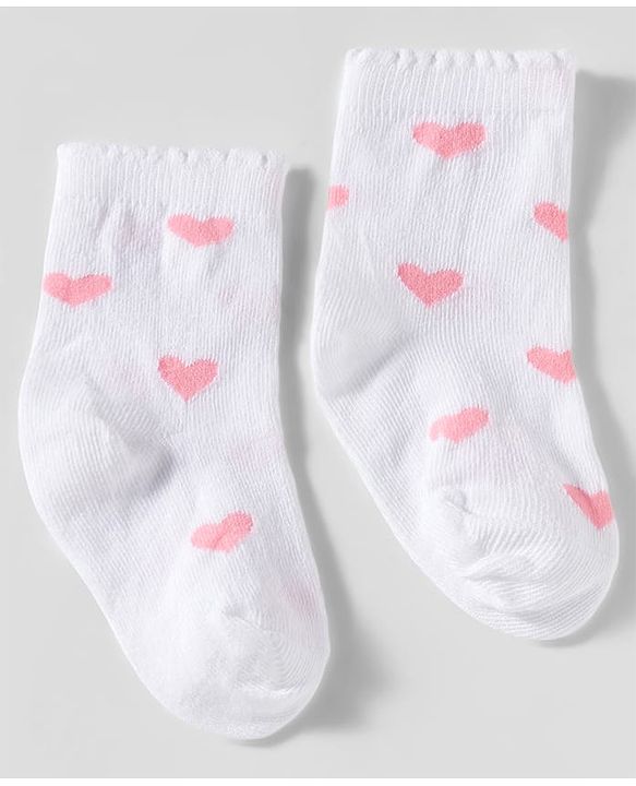 Cute Walk by Babyhug Knit Ankle Length Anti Bacterial Socks with Heart Design & Stripes Pack of 3 - Dark Pink White & Pink