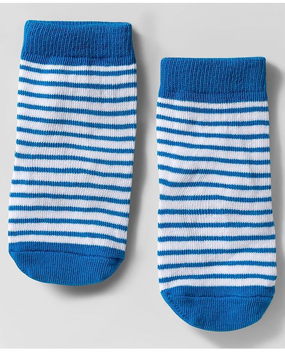 Cute Walk by Babyhug Knit Ankle Length Anti Bacterial Socks with Polka Dot Design & Stripes Pack of 3 - Pink Blue & Yellow