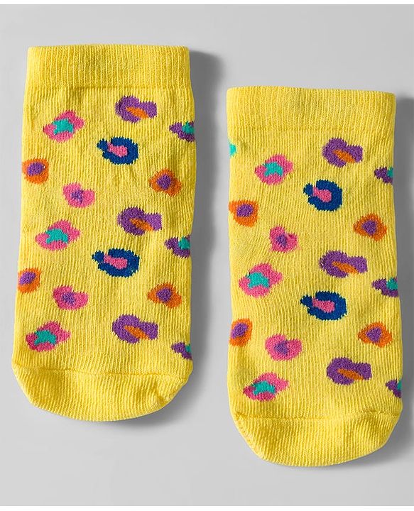 Cute Walk by Babyhug Knit Ankle Length Anti Bacterial Socks with Polka Dot Design & Stripes Pack of 3 - Pink Blue & Yellow