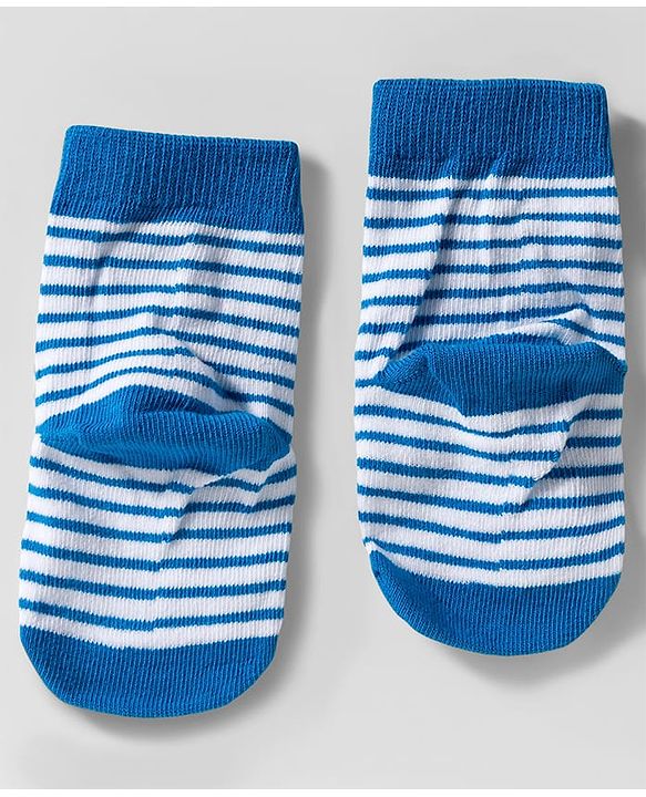 Cute Walk by Babyhug Knit Ankle Length Anti Bacterial Socks with Polka Dot Design & Stripes Pack of 3 - Pink Blue & Yellow