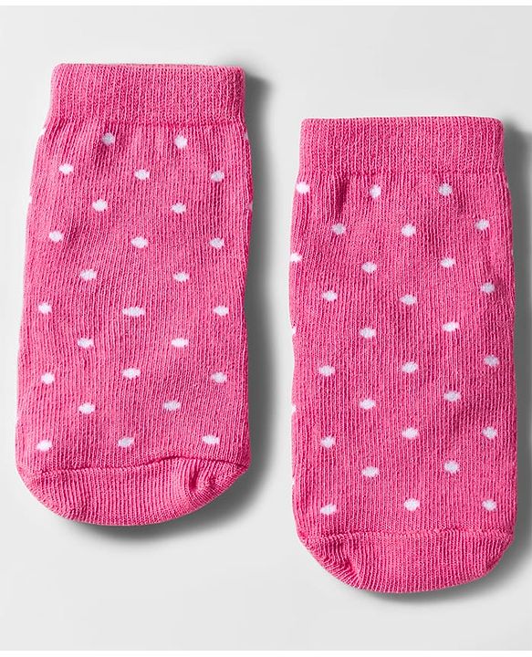 Cute Walk by Babyhug Knit Ankle Length Anti Bacterial Socks with Polka Dot Design & Stripes Pack of 3 - Pink Blue & Yellow