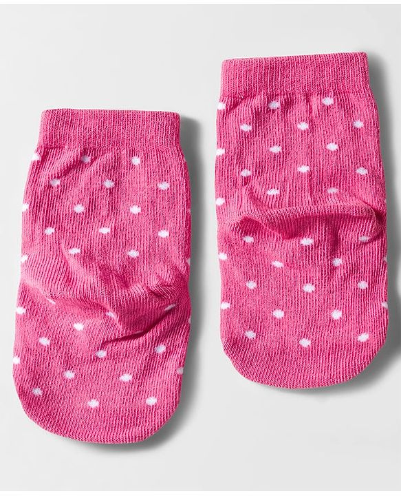 Cute Walk by Babyhug Knit Ankle Length Anti Bacterial Socks with Polka Dot Design & Stripes Pack of 3 - Pink Blue & Yellow
