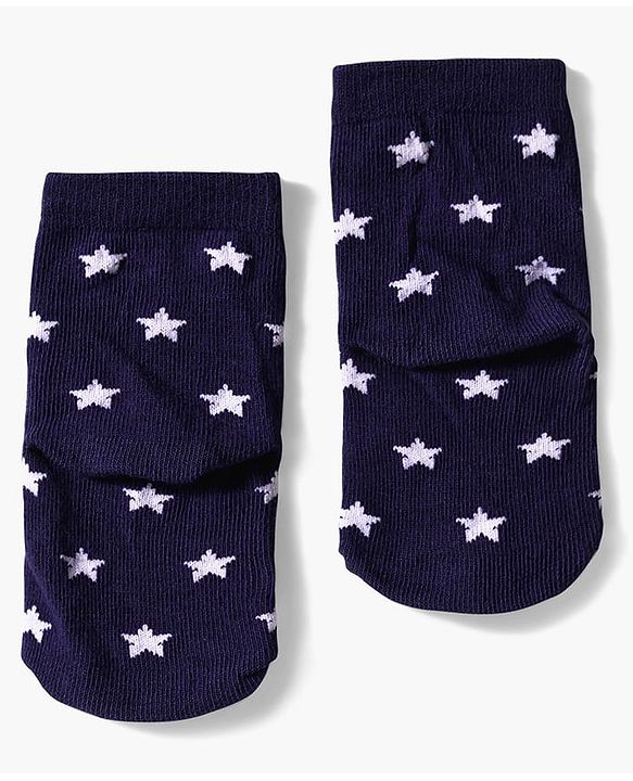 Cute Walk by Babyhug Knit Ankle Length Anti Bacterial Socks with Bear & Star Design Pack of 3 - Brown Navy Blue & Red