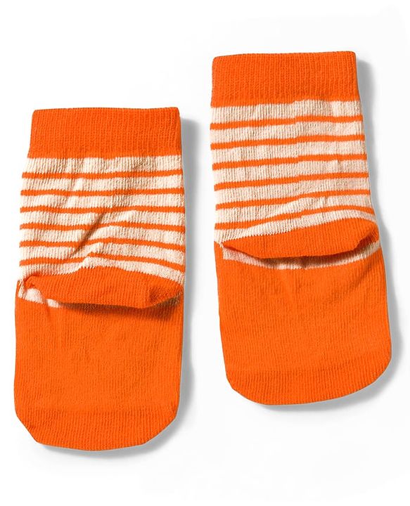 Cute Walk by Babyhug Knit Ankle Length Anti Bacterial Socks with Lion & Tiger Design Pack of 3 -  Brown & Orange