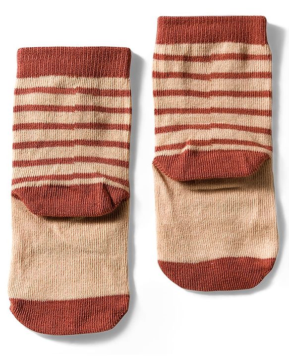 Cute Walk by Babyhug Knit Ankle Length Anti Bacterial Socks with Lion & Tiger Design Pack of 3 -  Brown & Orange