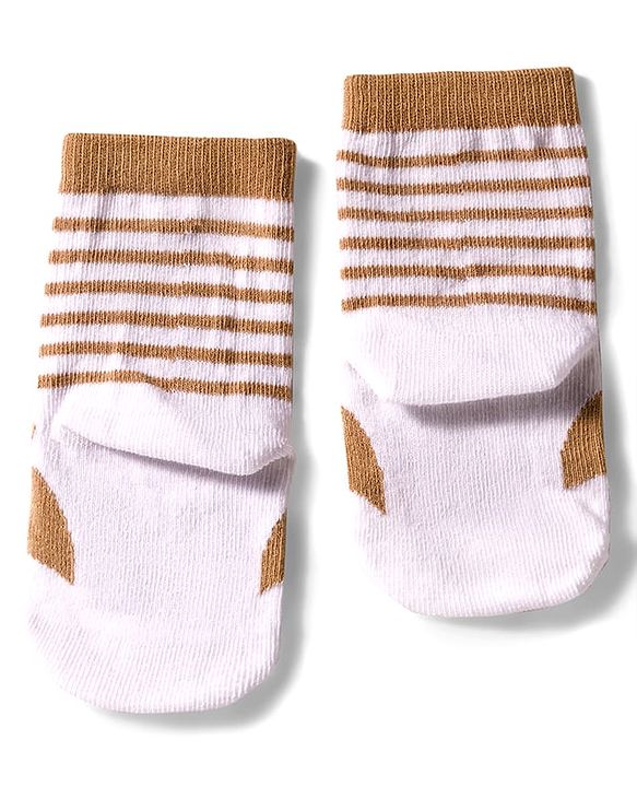 Cute Walk by Babyhug Knit Ankle Length Anti Bacterial Socks with Lion & Tiger Design Pack of 3 -  Brown & Orange
