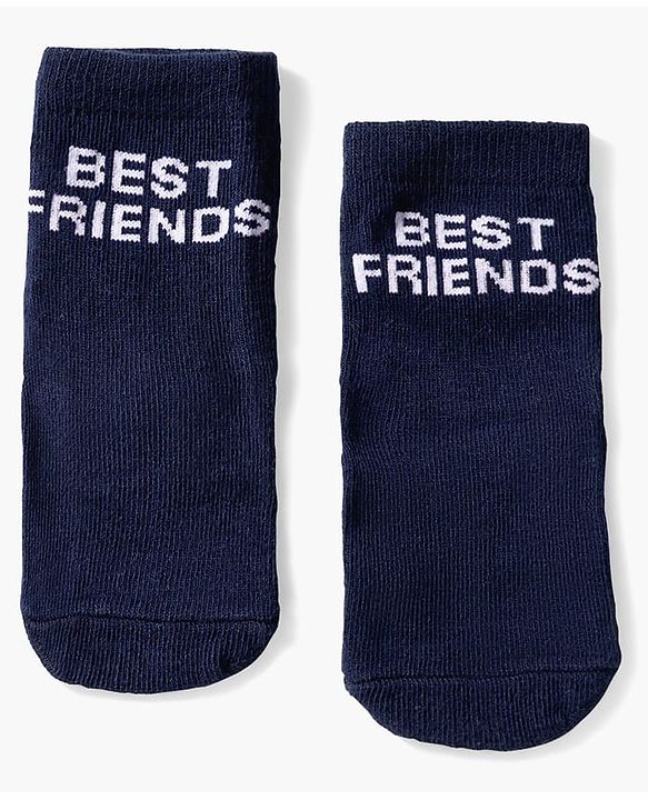Cute Walk by Babyhug Knit Ankle Length Anti Bacterial Socks with Text & Bear Design Pack of 3 - Brown & Blue