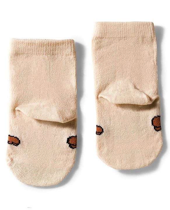 Cute Walk by Babyhug Knit Ankle Length Anti Bacterial Socks with Text & Bear Design Pack of 3 - Brown & Blue