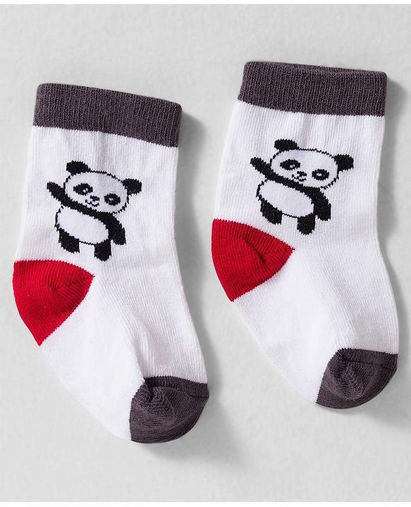Cute Walk by Babyhug Knit Ankle Length Anti-bacterial Socks with Stripes Animal Print Pack of 3 - White