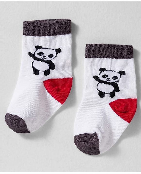 Cute Walk by Babyhug Knit Ankle Length Anti-bacterial Socks with Stripes Animal Print Pack of 3 - White