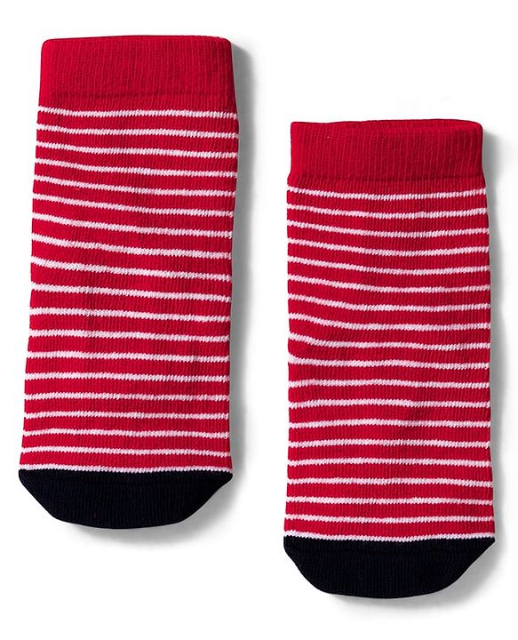 Cute Walk by Babyhug Knit Ankle Length Anti Bacterial Socks with Star & Stripe Design Pack of 3 -Navy Blue white & Red