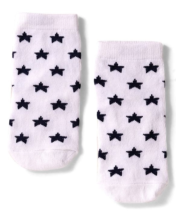 Cute Walk by Babyhug Knit Ankle Length Anti Bacterial Socks with Star & Stripe Design Pack of 3 -Navy Blue white & Red