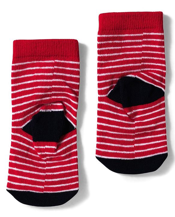 Cute Walk by Babyhug Knit Ankle Length Anti Bacterial Socks with Star & Stripe Design Pack of 3 -Navy Blue white & Red