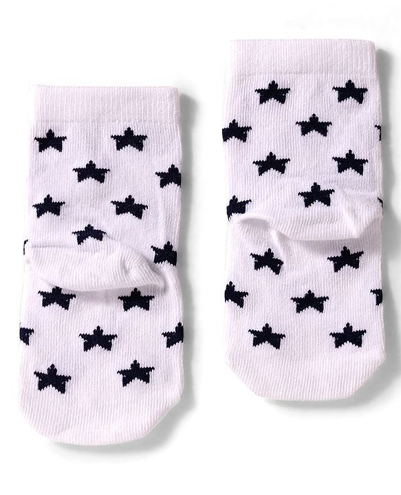 Cute Walk by Babyhug Knit Ankle Length Anti Bacterial Socks with Star & Stripe Design Pack of 3 -Navy Blue white & Red