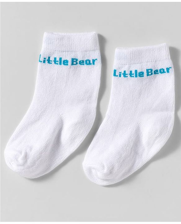 Cute Walk by Babyhug Knit Ankle Length Anti-Bacterial Socks with Stripes & Text Design Pack of 3 - Blue White & Mustered