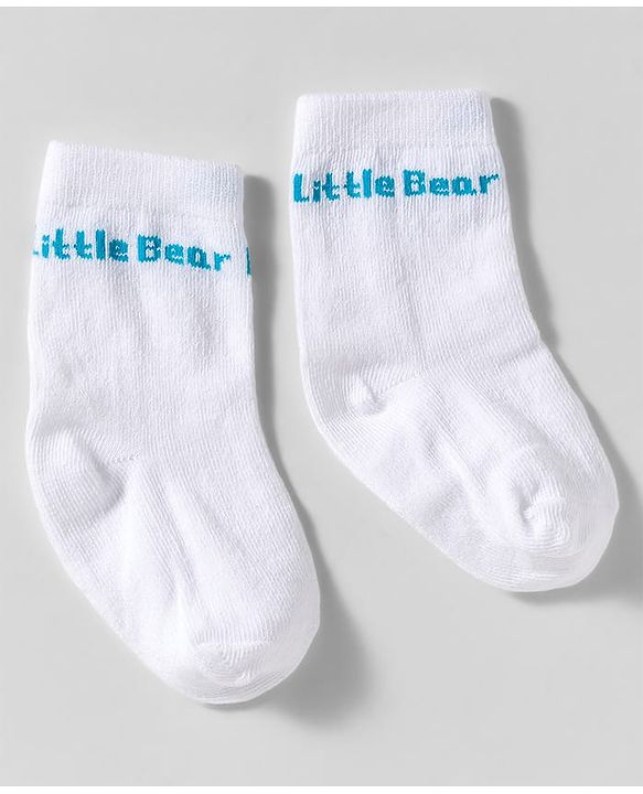 Cute Walk by Babyhug Knit Ankle Length Anti-Bacterial Socks with Stripes & Text Design Pack of 3 - Blue White & Mustered