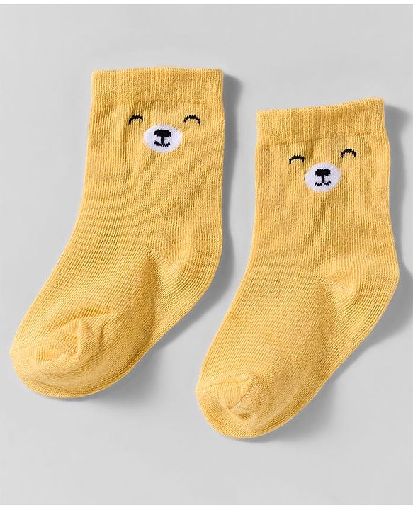 Cute Walk by Babyhug Knit Ankle Length Anti-Bacterial Socks with Stripes & Text Design Pack of 3 - Blue White & Mustered
