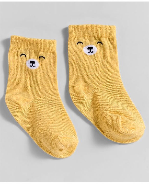 Cute Walk by Babyhug Knit Ankle Length Anti-Bacterial Socks with Stripes & Text Design Pack of 3 - Blue White & Mustered