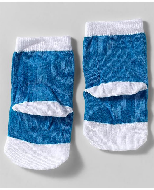 Cute Walk by Babyhug Knit Ankle Length Anti-Bacterial Socks with Animal Design Pack of 3 - Blue