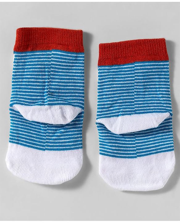 Cute Walk by Babyhug Knit Ankle Length Anti-Bacterial Socks with Animal Design Pack of 3 - Blue