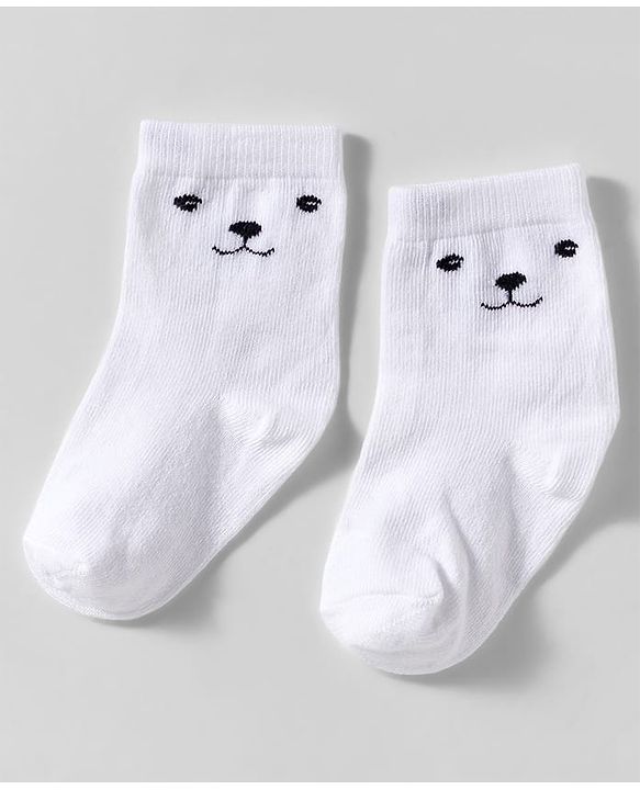 Cute Walk by Babyhug Knit Ankle Length Anti-Bacterial Socks with Stripes & Animal Design Pack of 3 - White & Brown