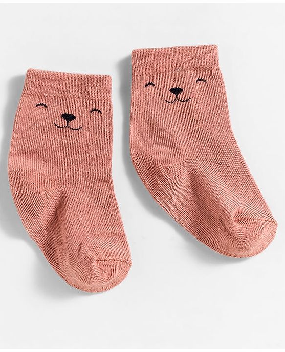 Cute Walk by Babyhug Knit Ankle Length Anti-Bacterial Socks with Stripes & Animal Design Pack of 3 - White & Brown