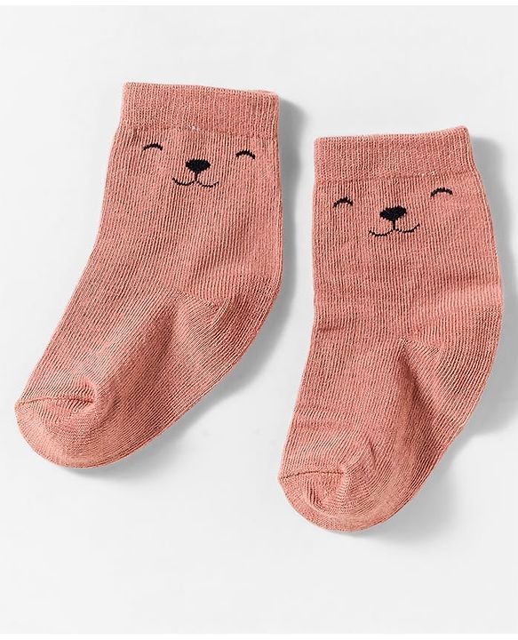 Cute Walk by Babyhug Knit Ankle Length Anti-Bacterial Socks with Stripes & Animal Design Pack of 3 - White & Brown