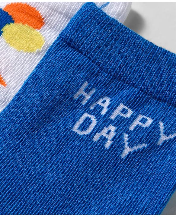 Cute Walk by Babyhug Knit Ankle Length Anti Bacterial Socks With Smiley Face Design Pack Of 3 - White & Blue