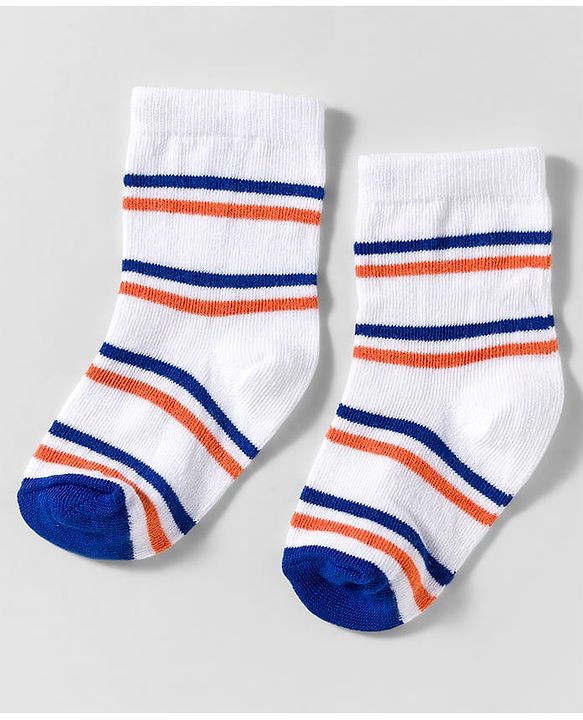 Cute Walk by Babyhug Knit Ankle Length Anti Bacterial Socks With Text Design Pack Of 3 - Blue & White