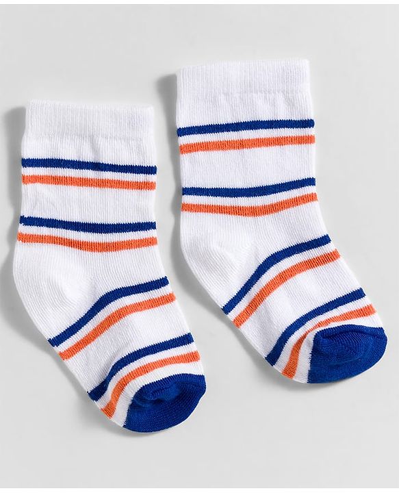Cute Walk by Babyhug Knit Ankle Length Anti Bacterial Socks With Text Design Pack Of 3 - Blue & White