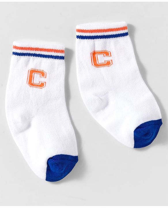 Cute Walk by Babyhug Knit Ankle Length Anti Bacterial Socks With Text Design Pack Of 3 - Blue & White