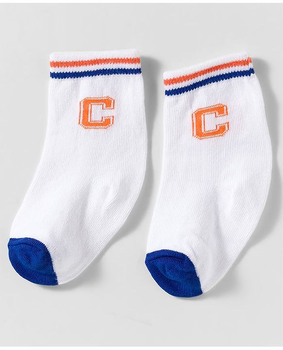 Cute Walk by Babyhug Knit Ankle Length Anti Bacterial Socks With Text Design Pack Of 3 - Blue & White