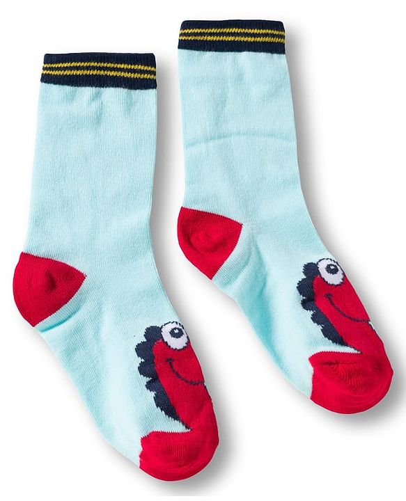 Cute Walk by Babyhug Knit Ankle Length Anti Bacterial Socks With Text Design Pack Of 3 - Navy Blue Aqua & White