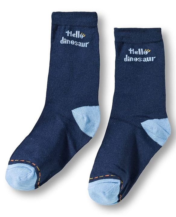 Cute Walk by Babyhug Knit Ankle Length Anti Bacterial Socks With Text Design Pack Of 3 - Navy Blue Aqua & White